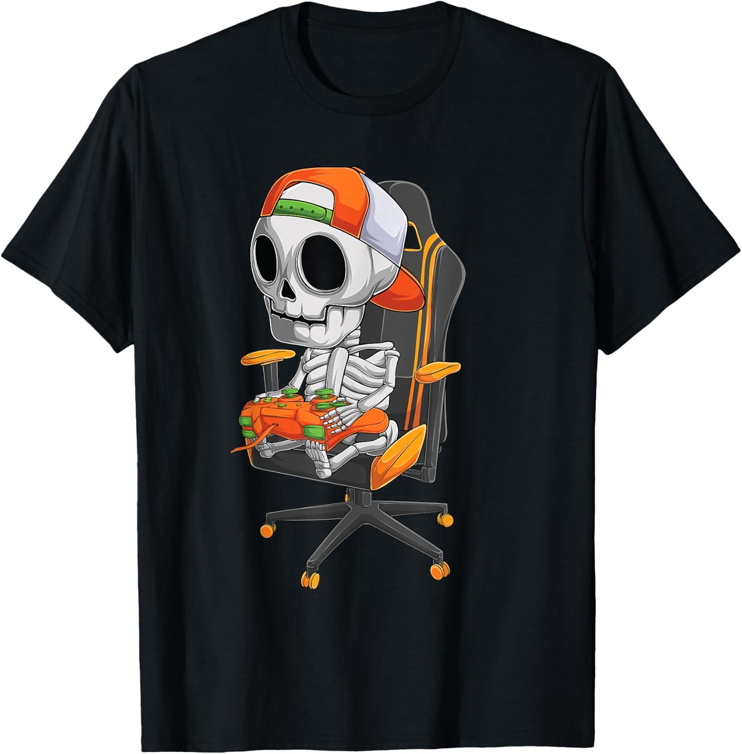 Halloween skeleton gamer video gaming boys men kids teens T-Shirt - T-Shirt | Black