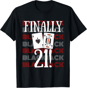 21st Birthday Las Vegas Casino Gambling Blackjack T-Shirt - T-Shirt | Black
