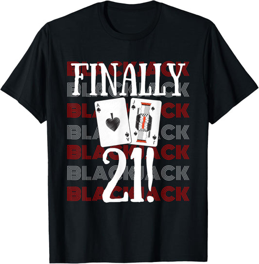 21st Birthday Las Vegas Casino Gambling Blackjack T-Shirt - T-Shirt | Black