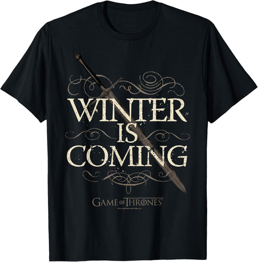 Game Of Thrones Winter Is Coming Text T-Shirt - T-Shirt | Black