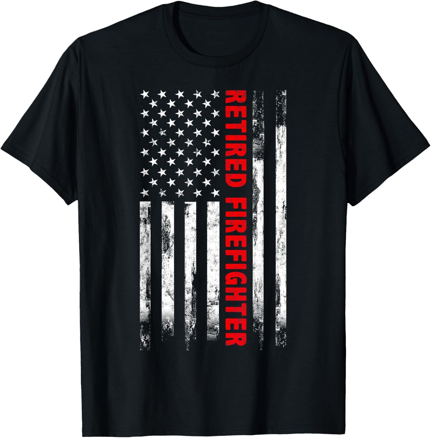 Retired Firefighter Thin Red line American flag Gift Fireman T-Shirt - T-Shirt | Black