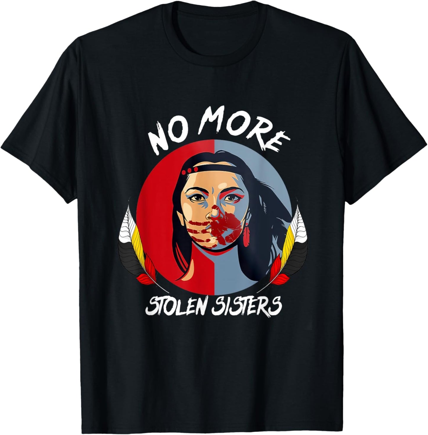 No More Stolen Sister MMIW Indigenous Red Hand T-Shirt - T-Shirt | Black