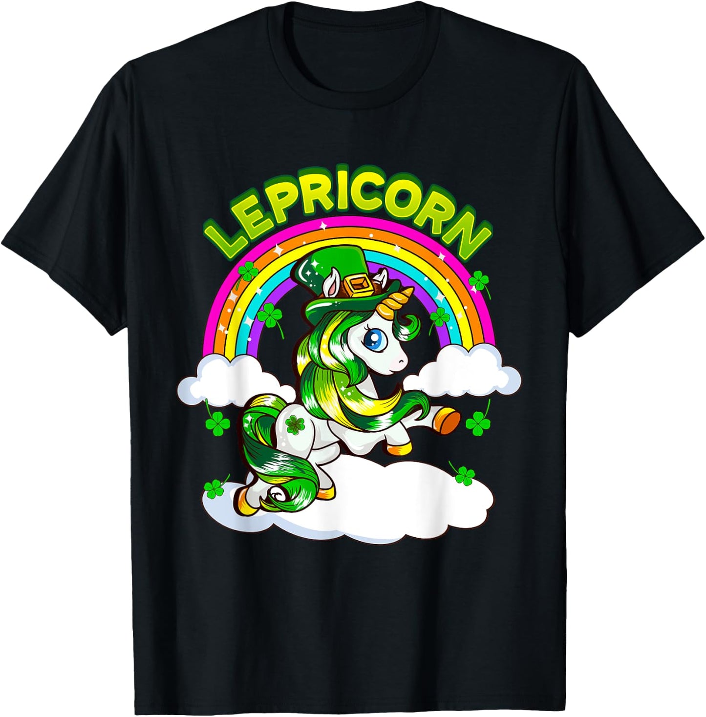 St Patricks Day Girls Unicorn Irish Lepricorn Women Youth T-Shirt - T-Shirt | Black
