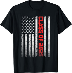 Class of 2025 Flag USA Senior 2025 Graduation 25 Boys T-Shirt - T-Shirt | Black