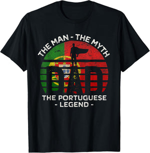 Dad The Man The Myth The Portuguese Legend Portugal Vintage T-Shirt - T-Shirt | Black