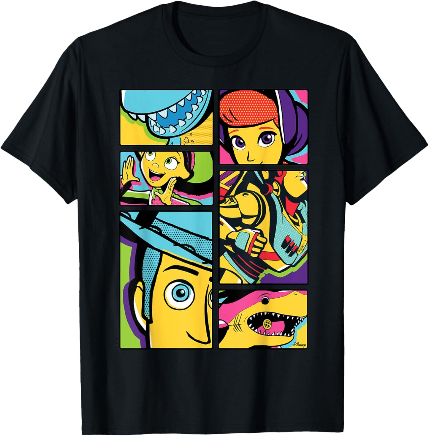 Toy Story - Woody Bo Peep Jessie Buz Lightyear Rex Shark T-Shirt - T-Shirt | Black