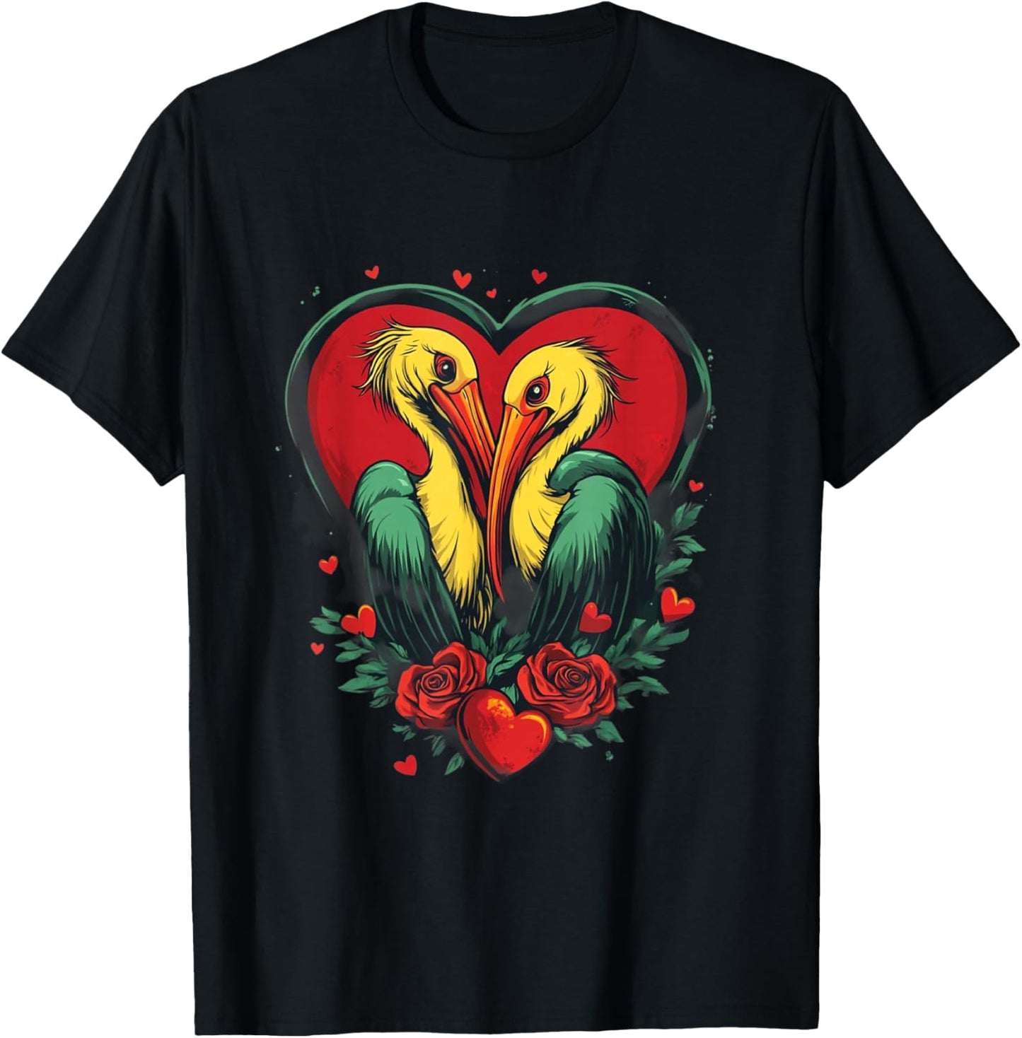 Goblincore Pelican Graphic for Valentines Day Men Women T-Shirt - T-Shirt | Black