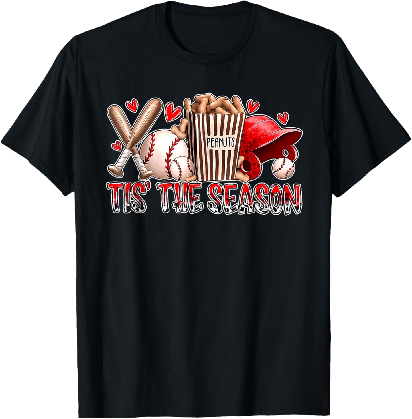 Funny Baseball Lover Tis The Season Baseball Mom Game Day T-Shirt - T-Shirt | Black
