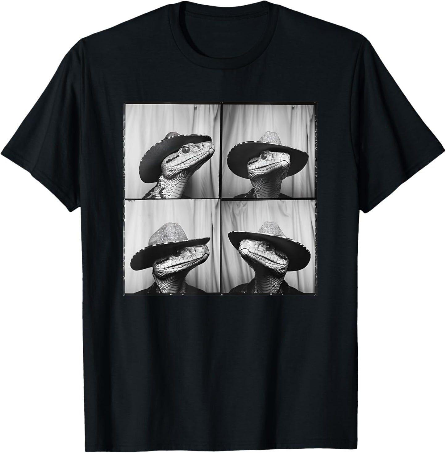 Snake Wearing Cowboy Hat Funny Animal Photobooth Snake Lover T-Shirt - T-Shirt | Black