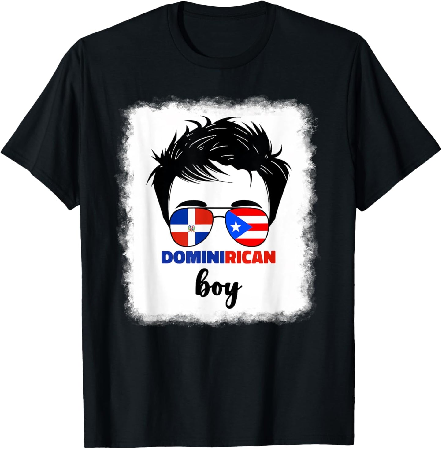 DominiRican Boy Kids Dominican And Puerto Rican Rico Flag T-Shirt - T-Shirt | Black