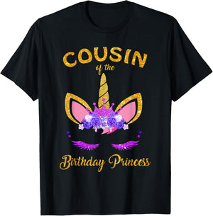Cousin Of The Unicorn Birthday Princess Matching Family T-Shirt - T-Shirt | Black
