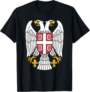 Serbian Eagle srpski Grb Emblem Serbia double-headed eagle T-Shirt - T-Shirt | Black