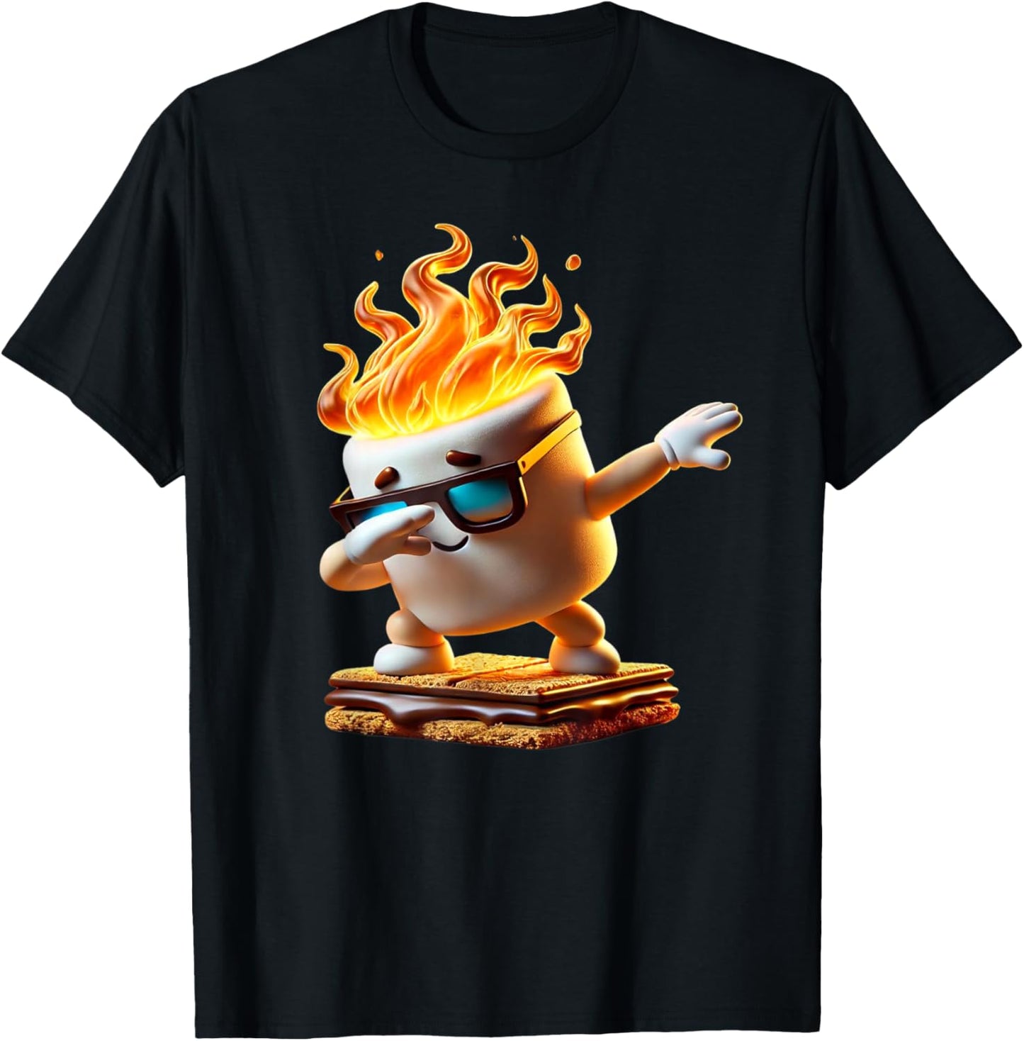Dabbing Smore Marshmallow Cute Dab Dance Camping Camper Gift T-Shirt - T-Shirt | Black