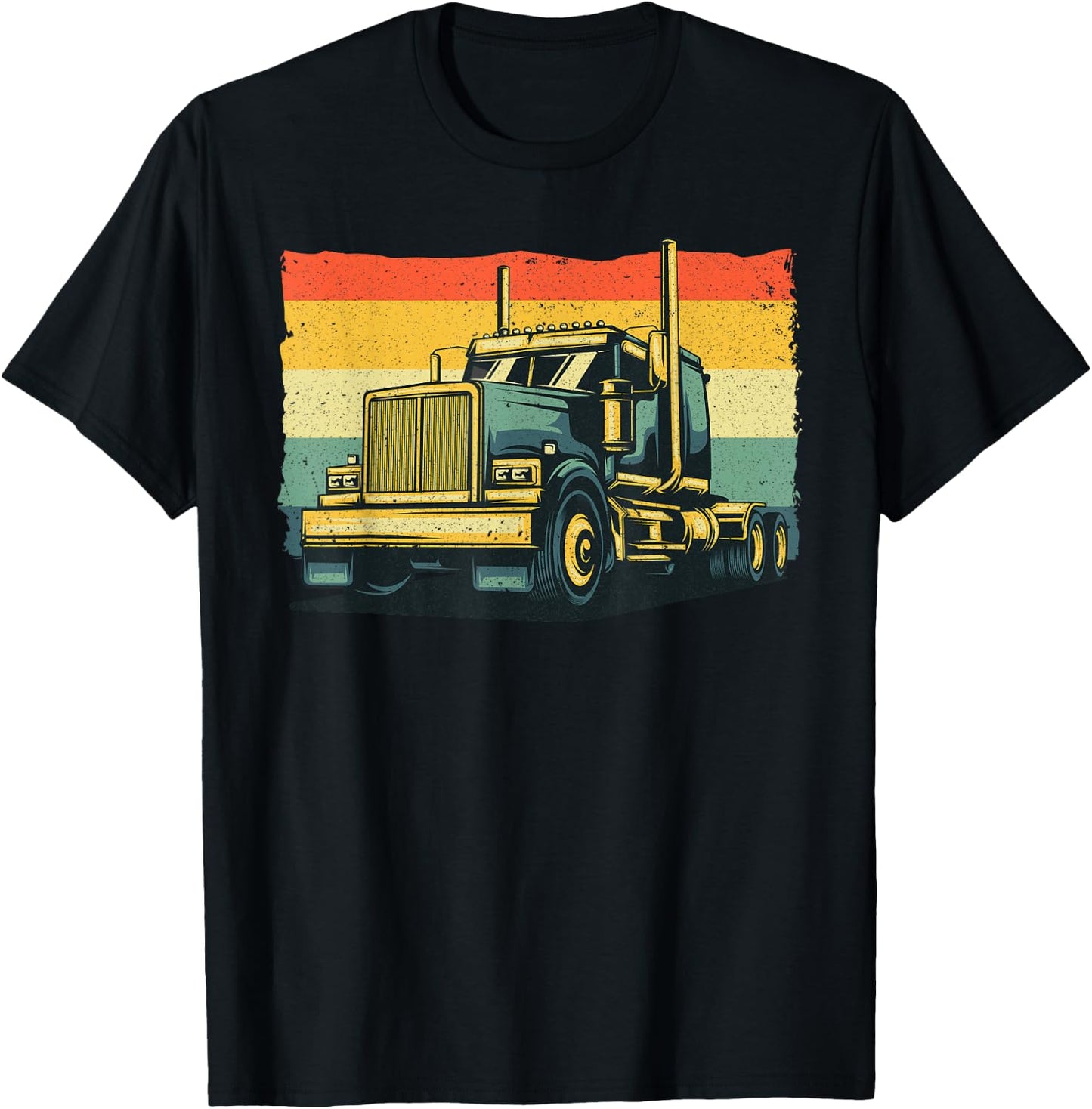 Vintage Trucker Art Women Kids Trucking Truck Driver T-Shirt - T-Shirt | Black