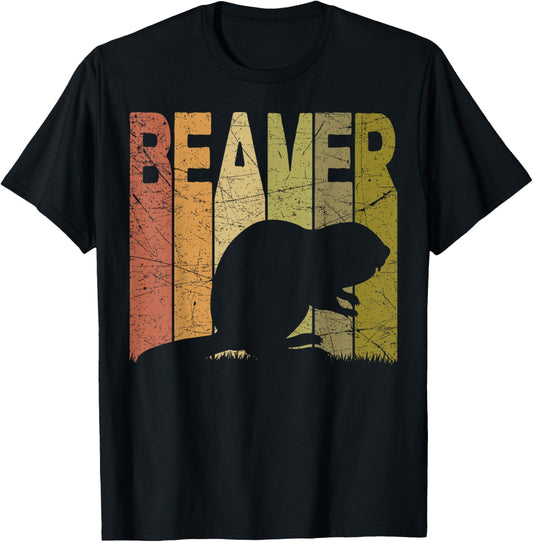 Beaver Vintage Beaver Lover Retro Beaver Rodent T-Shirt - T-Shirt | Black