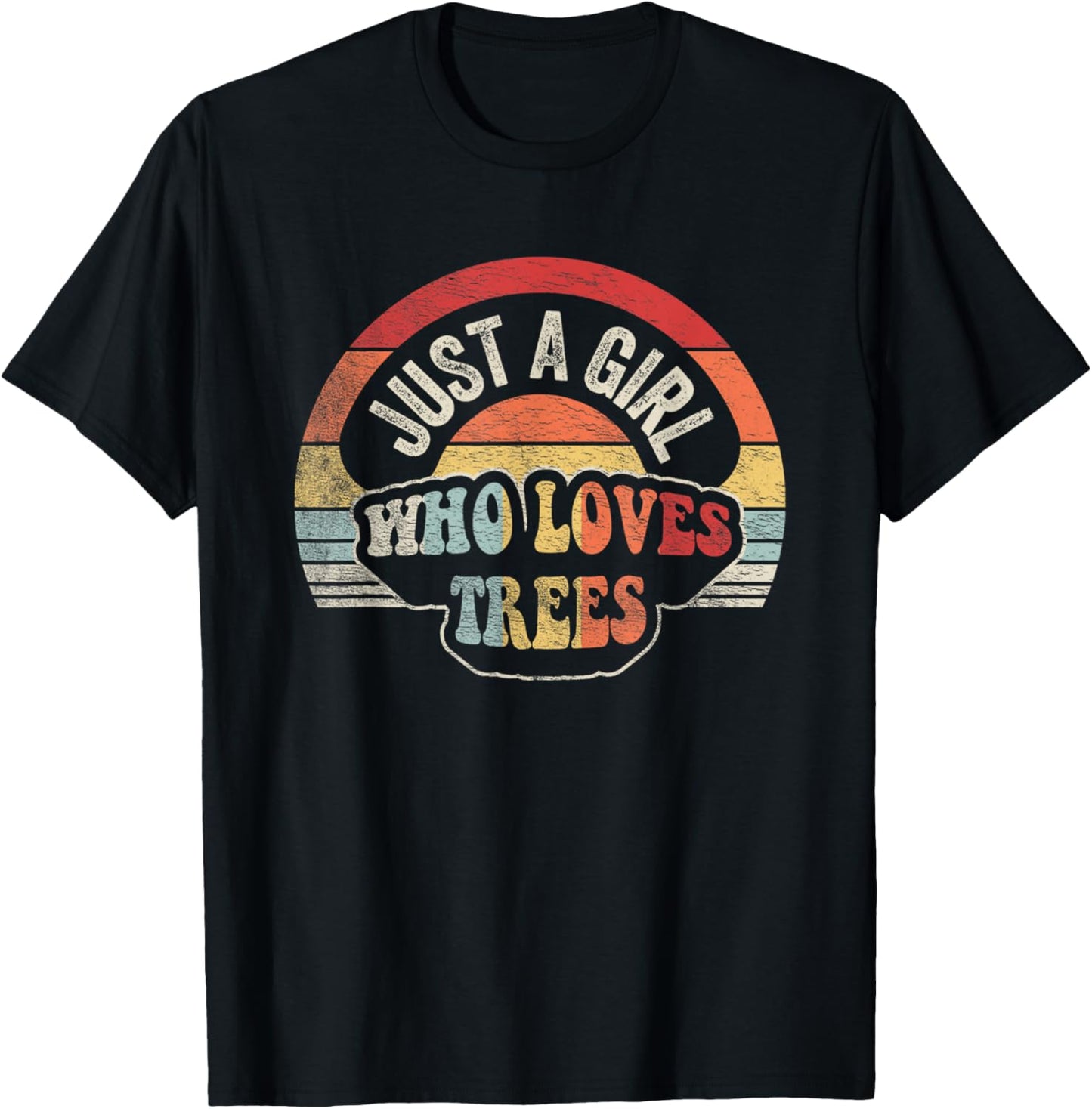 Retro Just A Girl Who Loves Trees Hiking Shirt Funny Camping T-Shirt - T-Shirt | Black