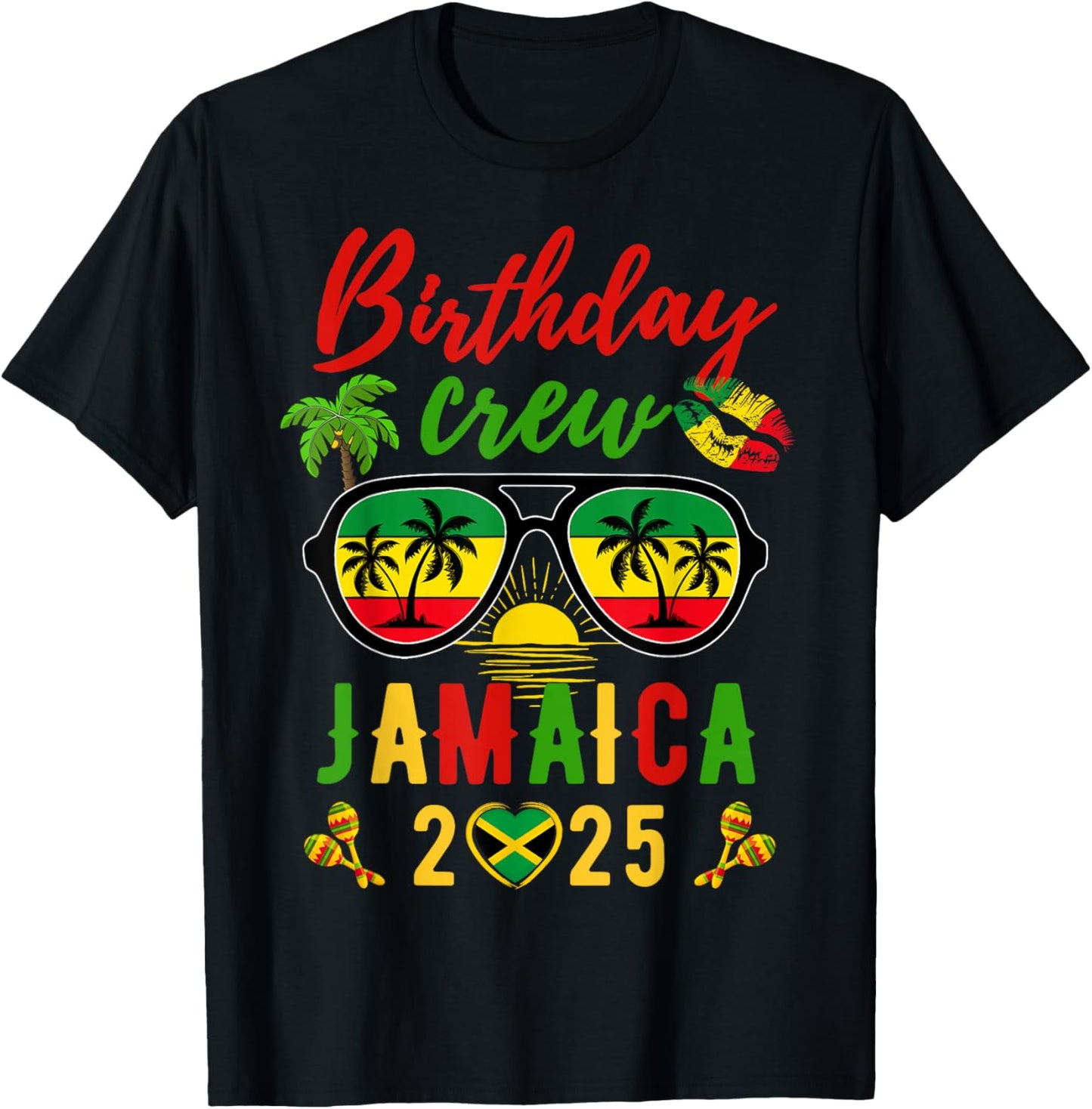 Birthday Queen King Jamaica Girls Trip 2025 Women Matching T-Shirt - T-Shirt | Black