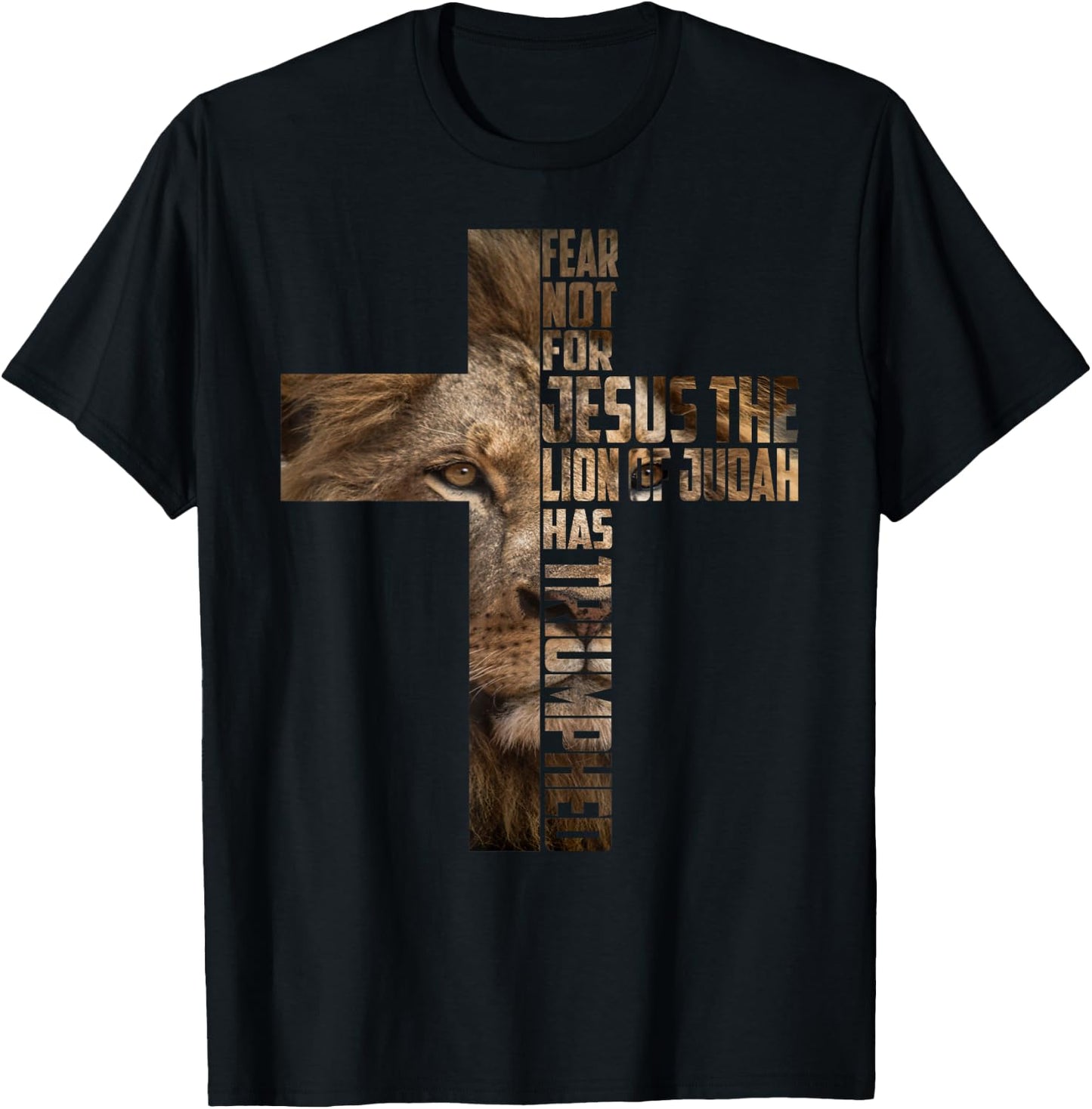 Jesus Lion Judah Cross Faith Christ Gift T-Shirt - T-Shirt | Black