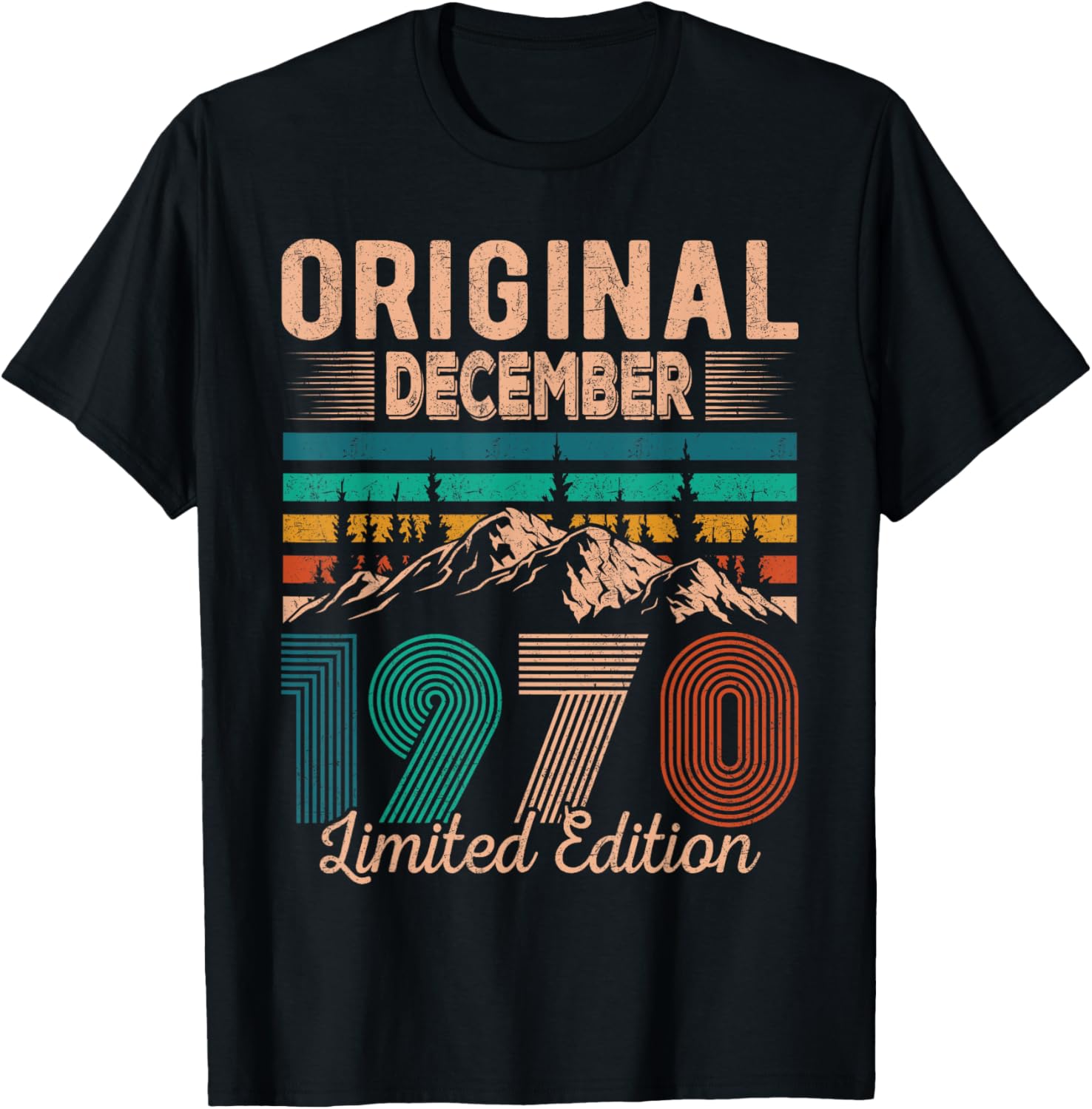 Original December 1970 Born in December 1970 Birthday T-Shirt - T-Shirt | Black
