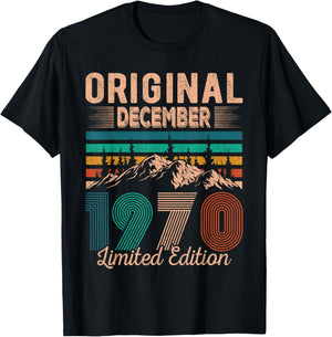 Original December 1970 Born in December 1970 Birthday T-Shirt - T-Shirt | Black