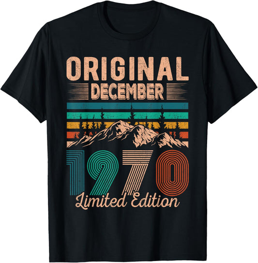 Original December 1970 Born in December 1970 Birthday T-Shirt - T-Shirt | Black