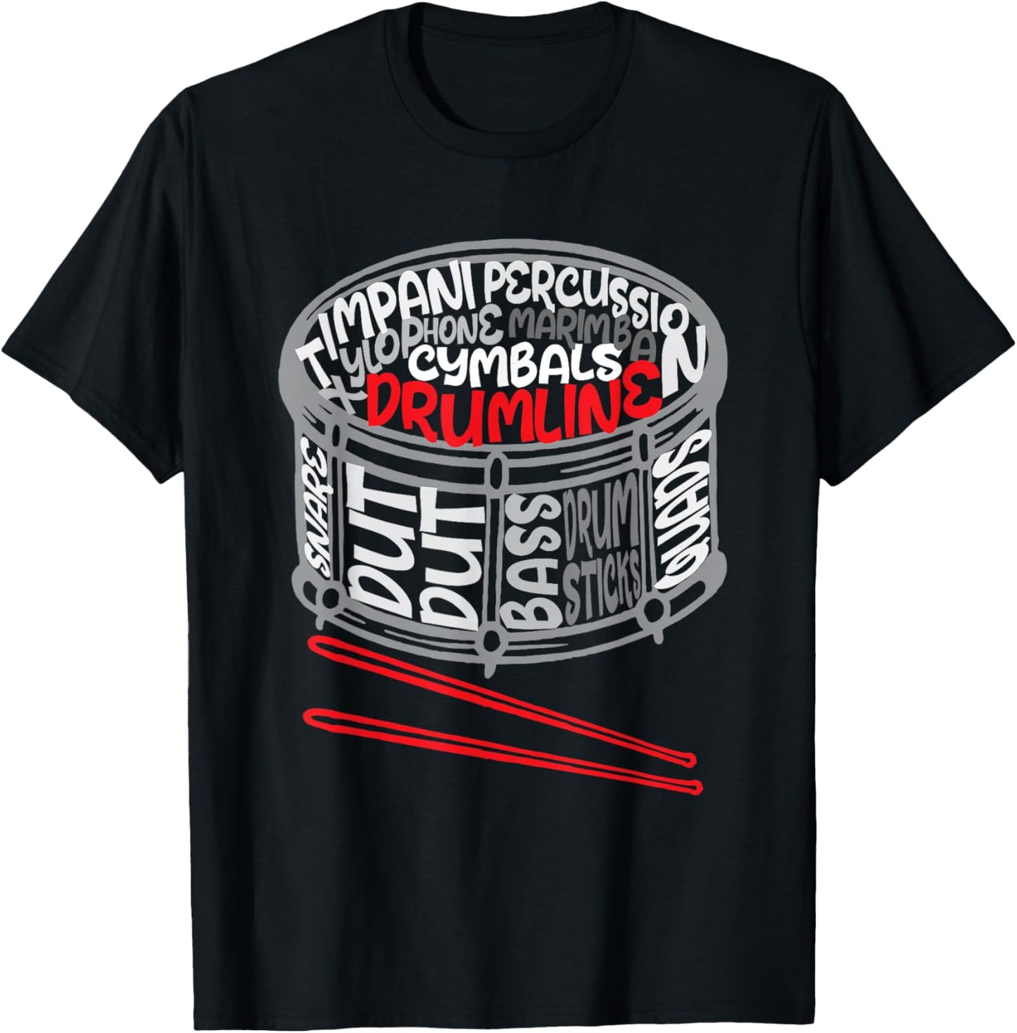 Drumline - Snare Drum Drummer Percussionist Drumming Lover T-Shirt - T-Shirt | Black