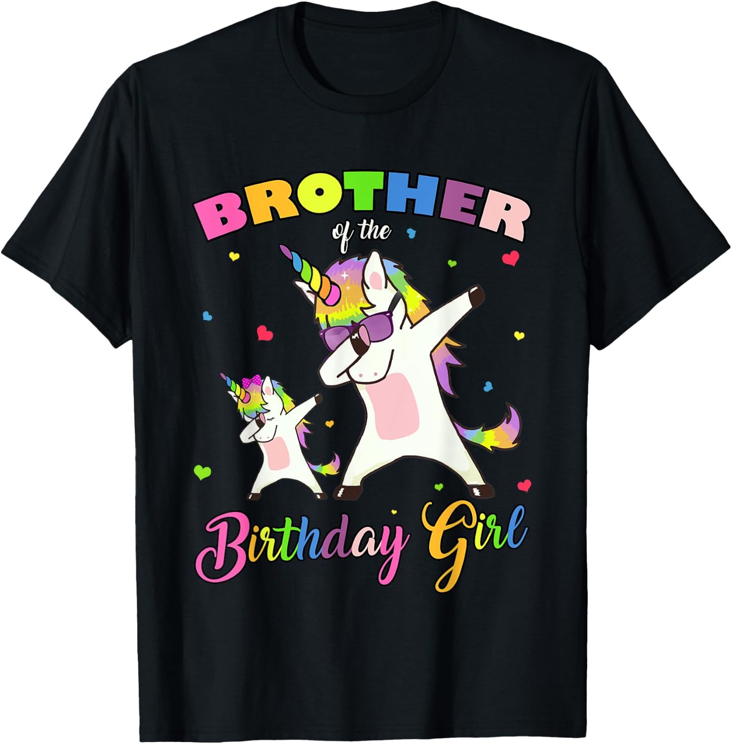 Brother of the Birthday Girl Unicorn Birthday Princess Dab T-Shirt - T-Shirt | Black