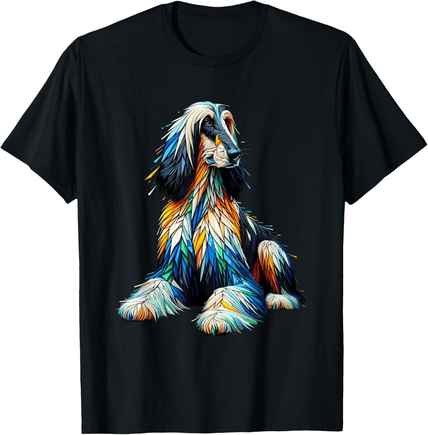 Afghan Hound Dog Gifts Afghan Greyhound Polygon Art Afghan Hound Dog T-Shirt - T-Shirt | Black