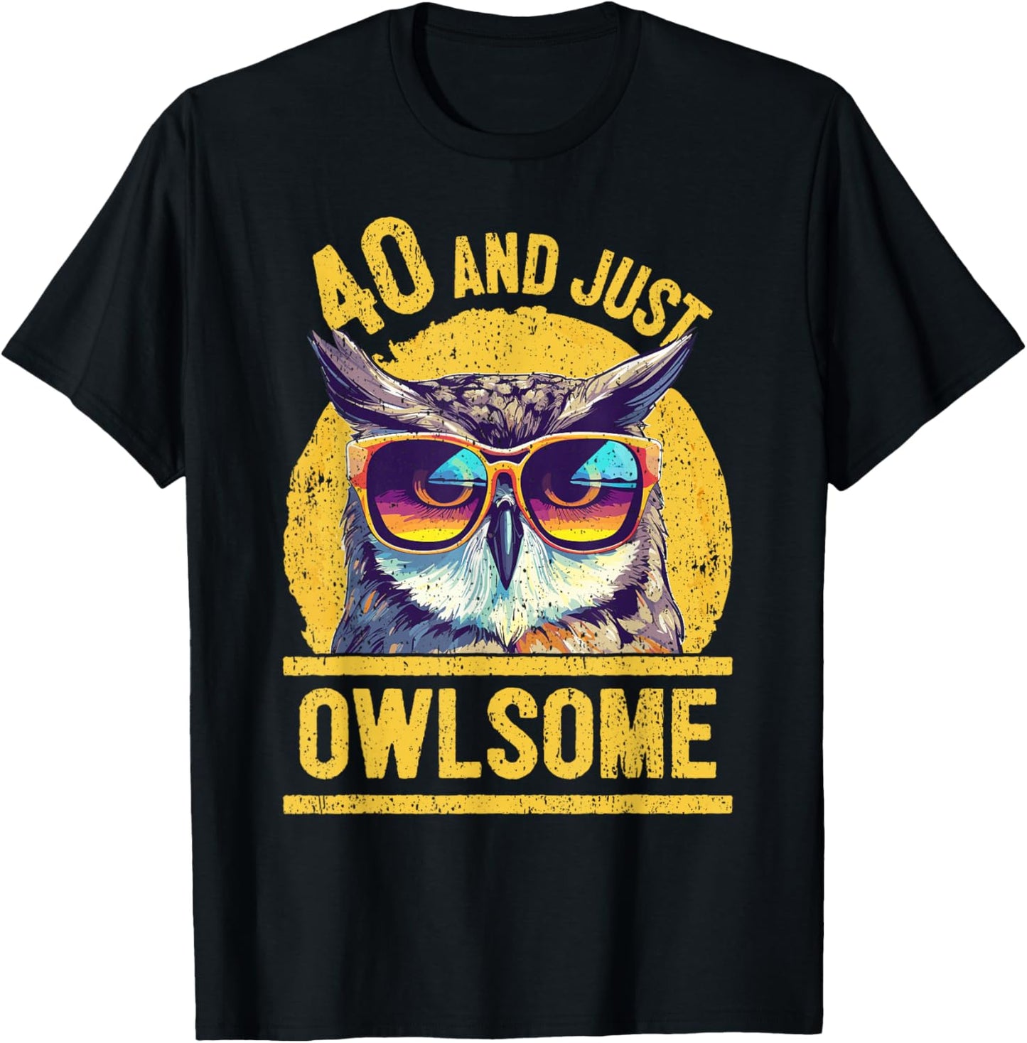 40th Birthday Owl Lover Age 40 Years T-Shirt - T-Shirt | Black