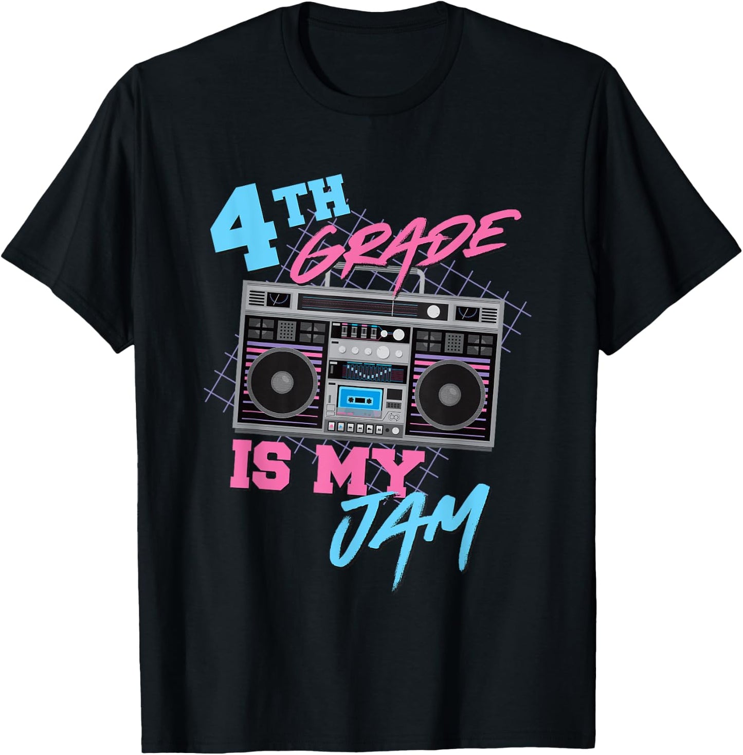 4th Grade Is My Jam - Vintage 80s Boombox Teacher Student T-Shirt - T-Shirt | Black