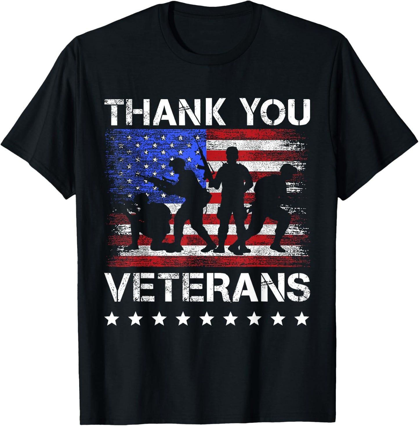 Thank you veterans for proud military veterans day US flag T-Shirt - T-Shirt | Black