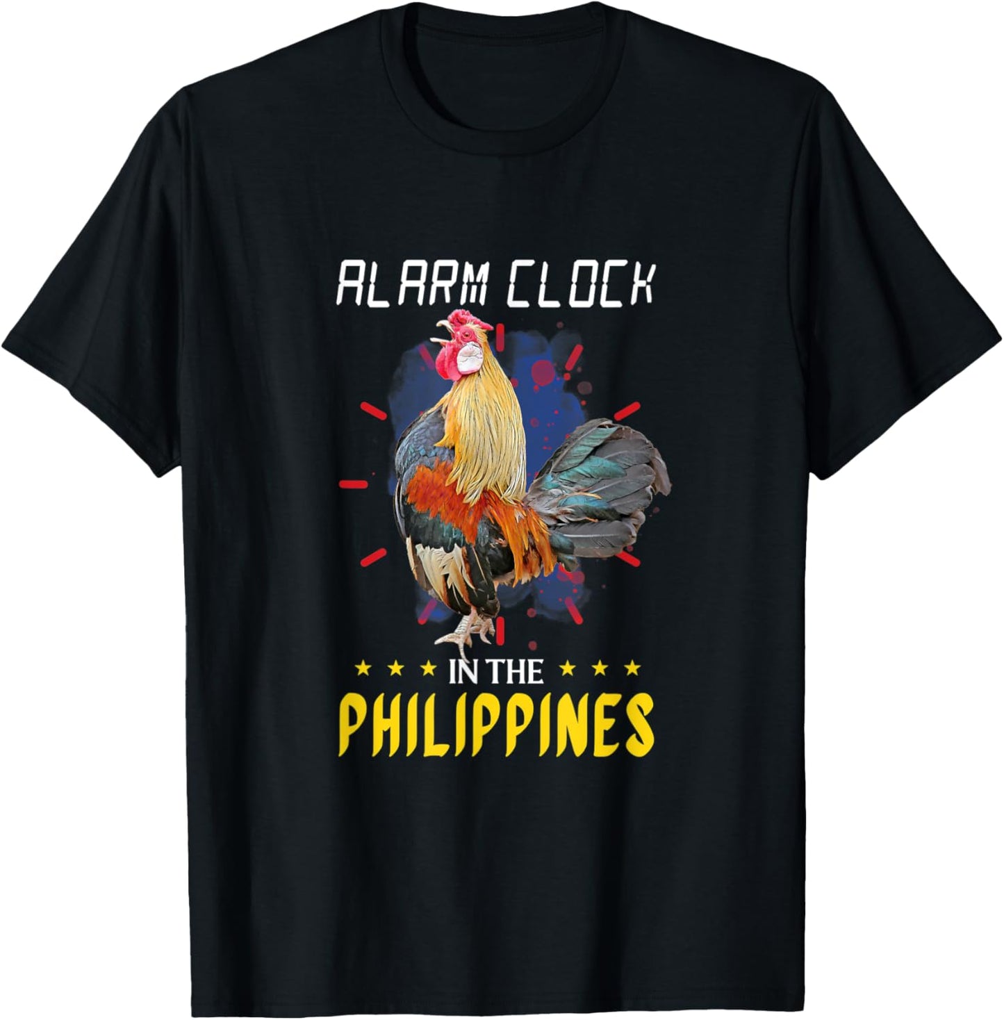 Funny Filipino Chicken Alarm Clock in the Philippines Pinoy T-Shirt - T-Shirt | Black