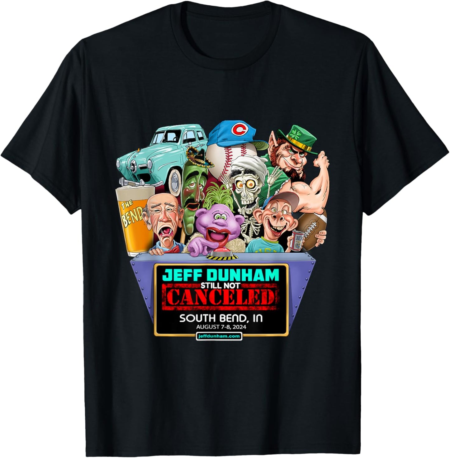 Jeff Dunham South Bend, IN (2024) T-Shirt - T-Shirt | Black