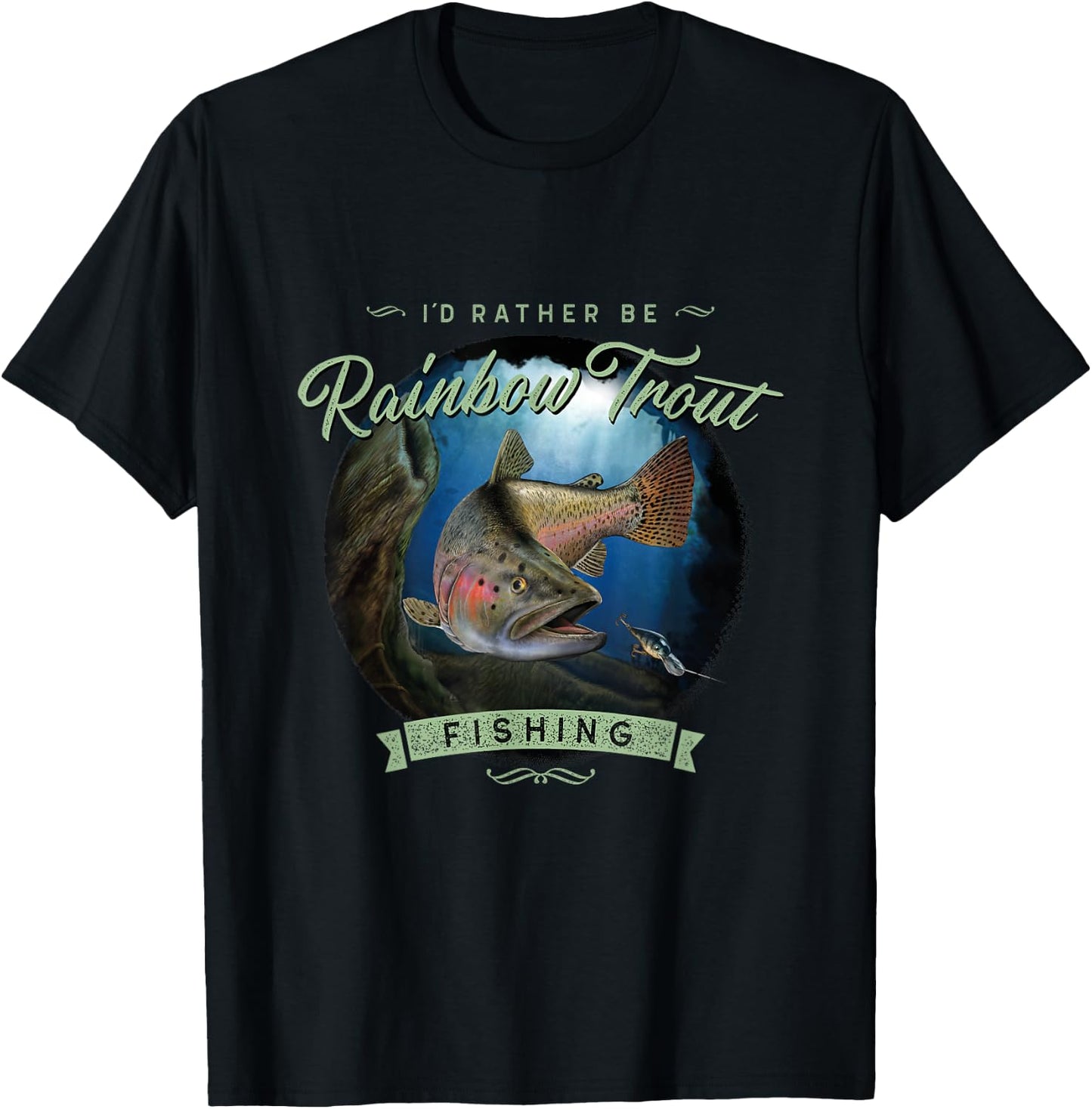 Vintage Look Rainbow Trout Fishing Gifts T-Shirt - T-Shirt | Black