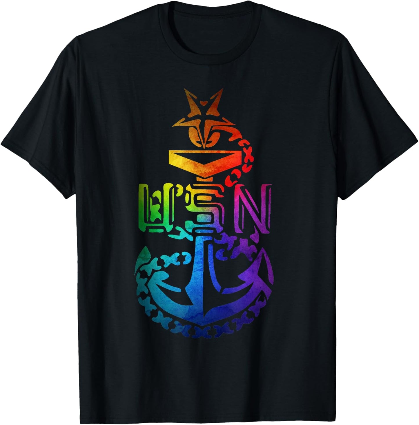 Senior Chief Petty Officer (SCPO Navy) Colorful Anchor T-Shirt - T-Shirt | Black