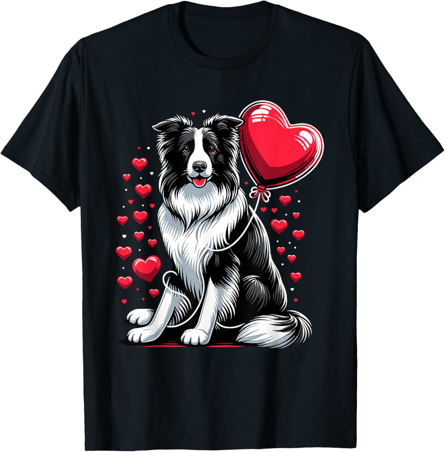 Border Collie Dog Valentines Day Dog Owner Valentine T-Shirt - T-Shirt | Black