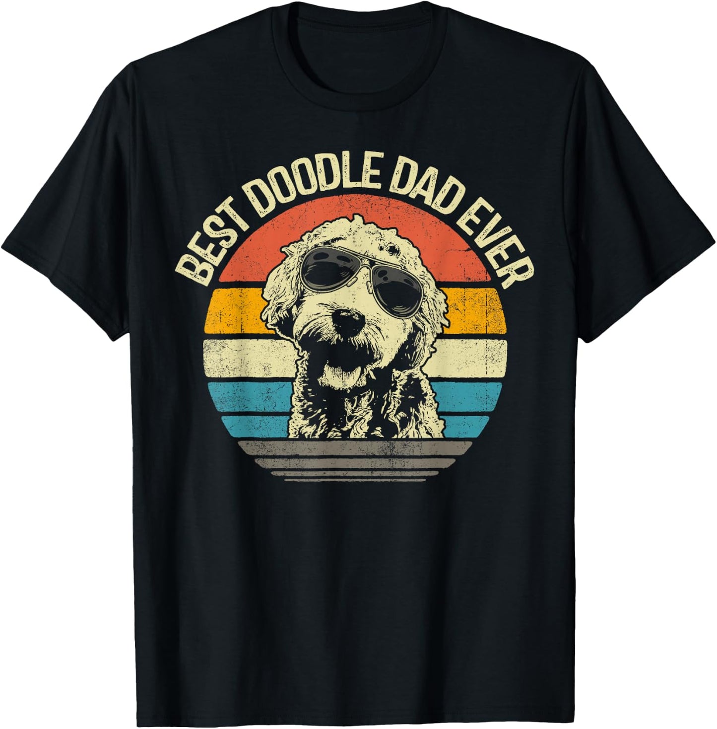 Best Doodle Dad Ever Funny Goldendoodle Dad Vintage Gifts T-Shirt - T-Shirt | Black