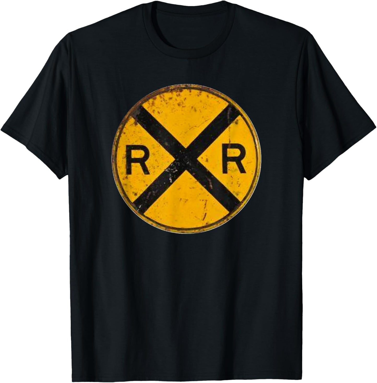 Vintage Railroad Crossing Sign Worker Engineer T-Shirt - T-Shirt | Black