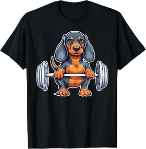 Dachshund Weightlifting Funny Deadlift Men Fitness Gym Gifts T-Shirt - T-Shirt | Black