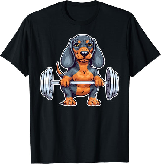 Dachshund Weightlifting Funny Deadlift Men Fitness Gym Gifts T-Shirt - T-Shirt | Black