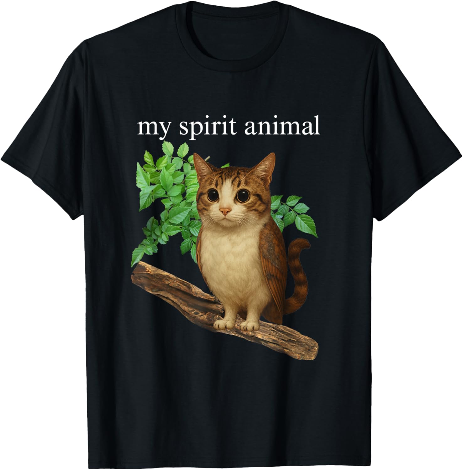 Funny Meowl Meme, Cat Owl Meme Brainrot Gen Alpha T-Shirt - T-Shirt | Black