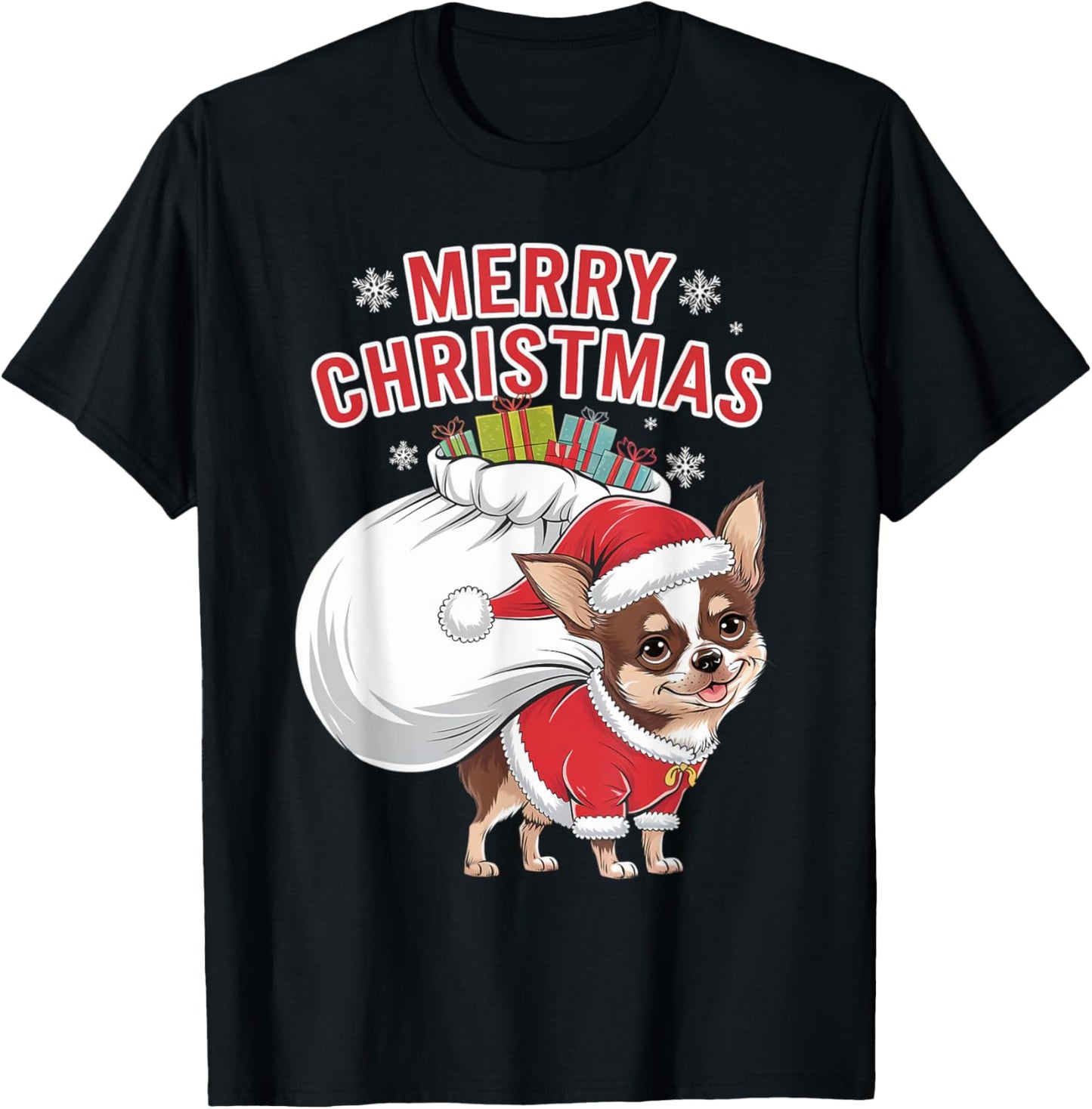 Merry Christmas Chihuahua T-Shirt - T-Shirt | Black