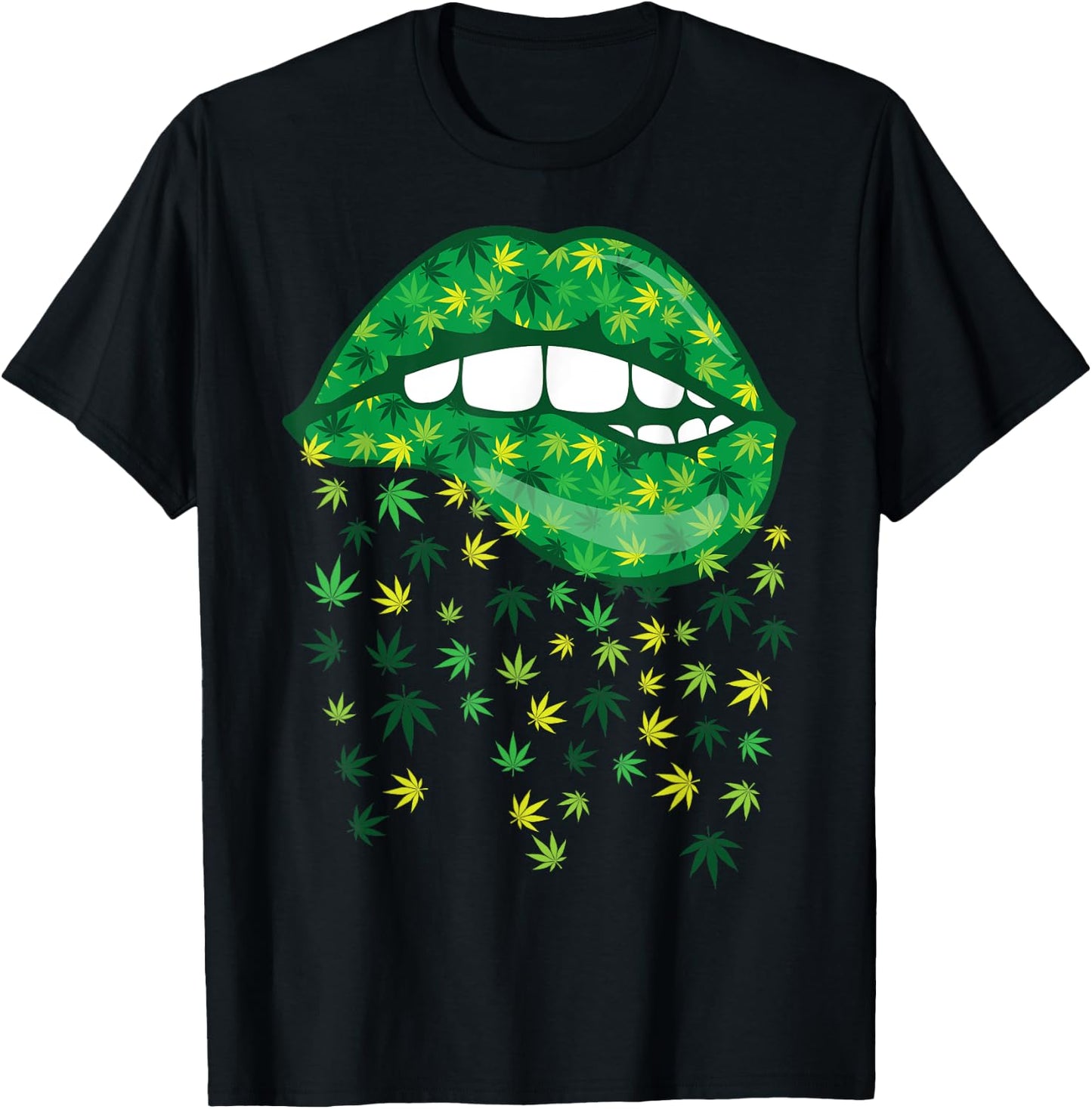 Biting Lips 420 Weed Cannabis Marijuana Stoner Gift T-Shirt - T-Shirt | Black