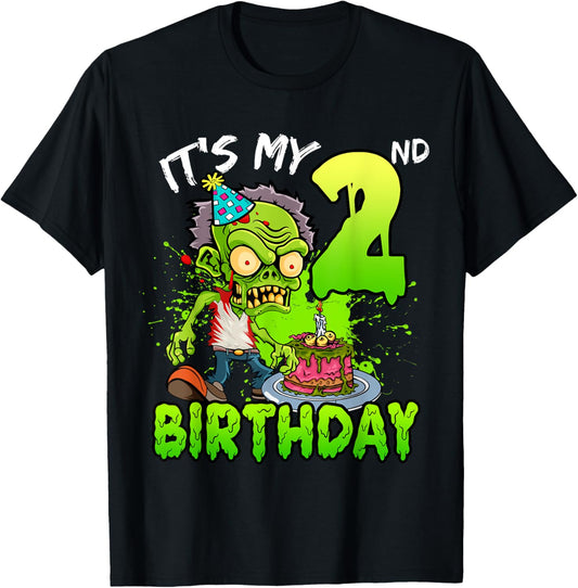 It's My 2nd Birthday Zombie Lover 2 Year Old Boys Girls T-Shirt - T-Shirt | Black