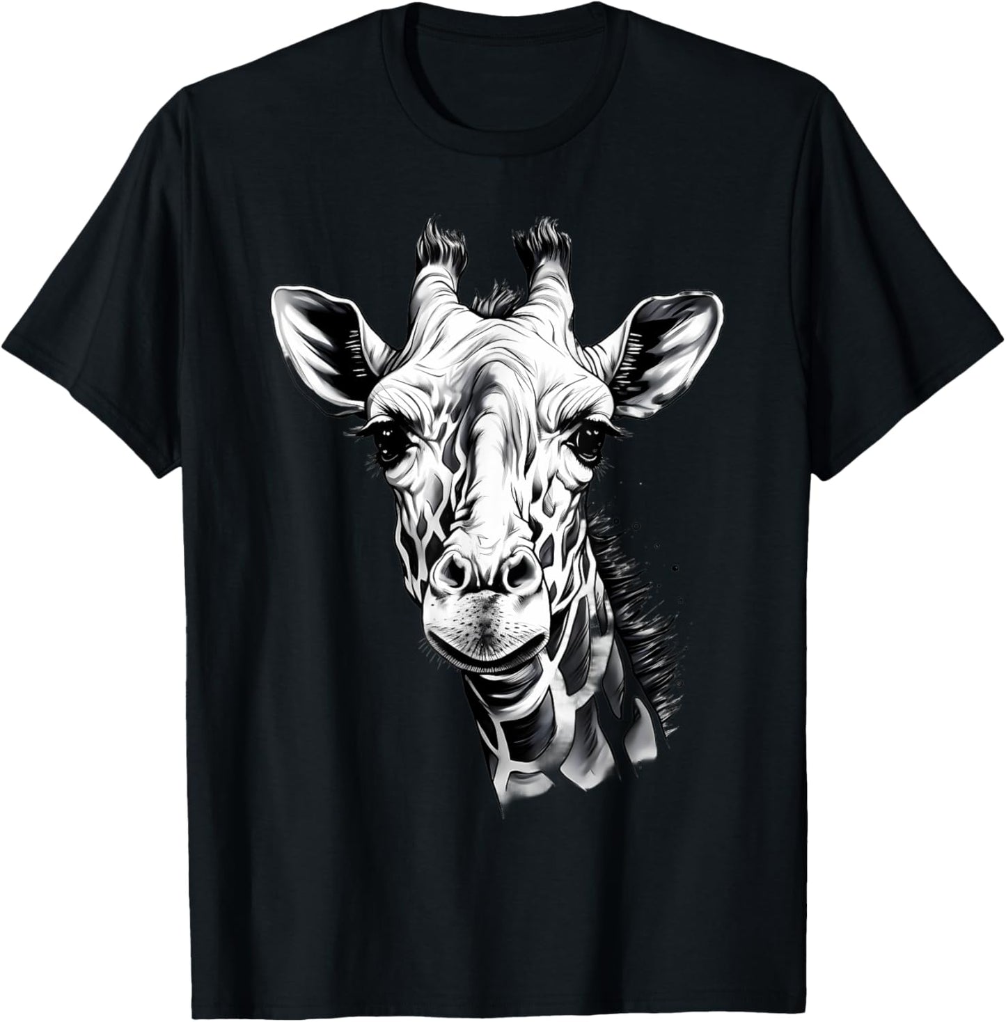 Giraffe Artwork Portrait African Animal Lovers Wildlife T-Shirt - T-Shirt | Black