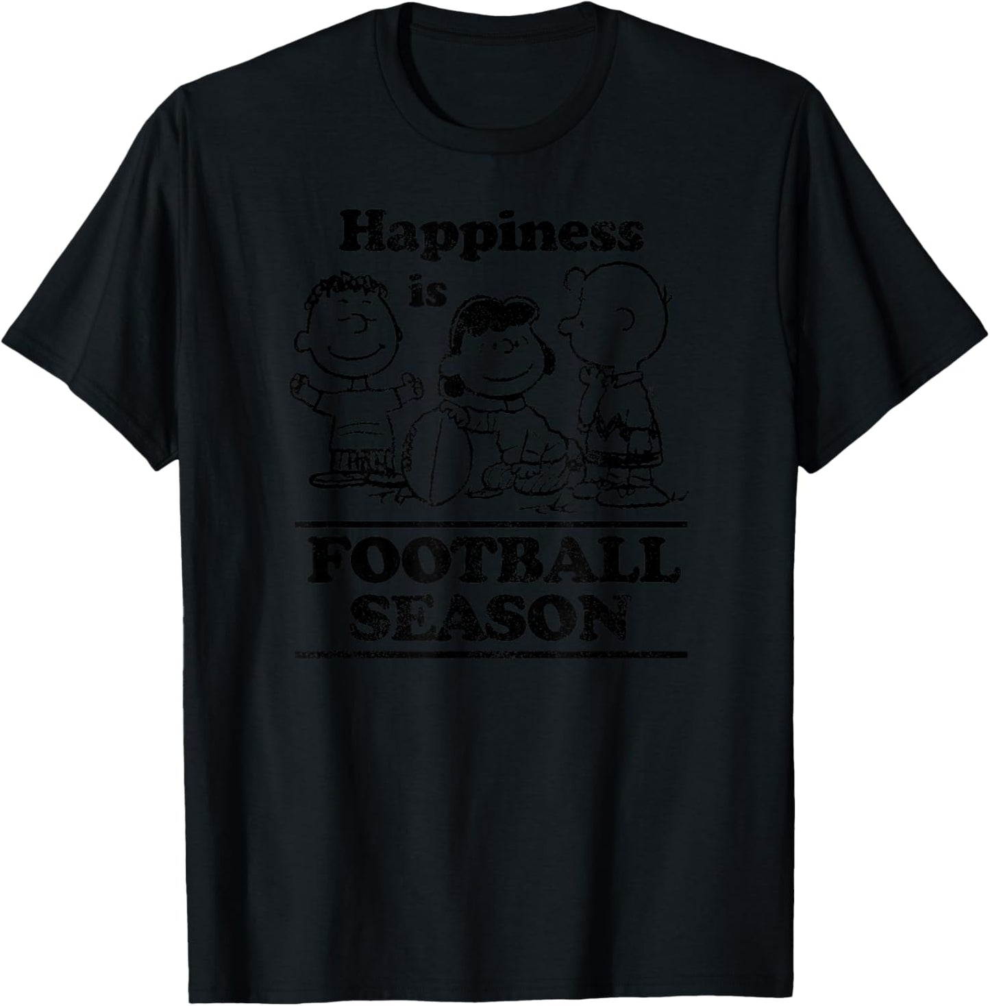 Peanuts - Happiness is Football Season T-Shirt - T-Shirt | Black