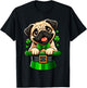 Pug St Patricks Day Leprechaun Shamrock Irish Dog Pug Lover T-Shirt - T-Shirt | Black