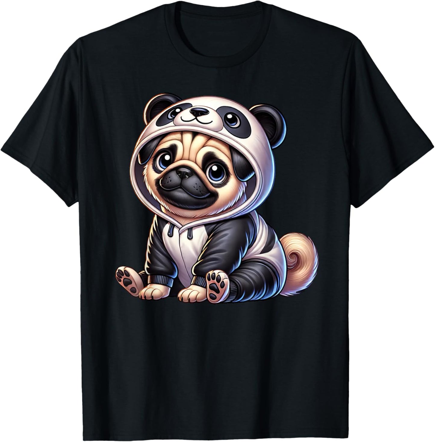 Pug Cartoon Dog Costume Carnival Panda T-Shirt - T-Shirt | Black