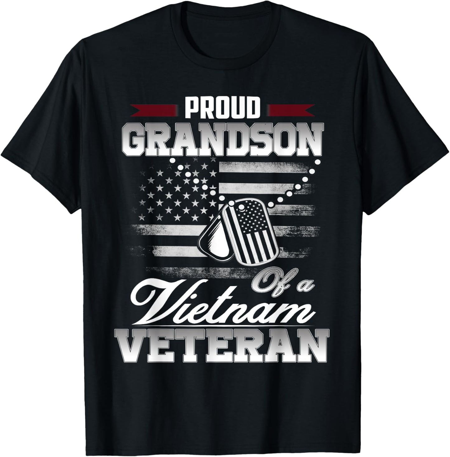 Proud Grandson Of A VietNam Veteran Military Shirt T-Shirt - T-Shirt | Black
