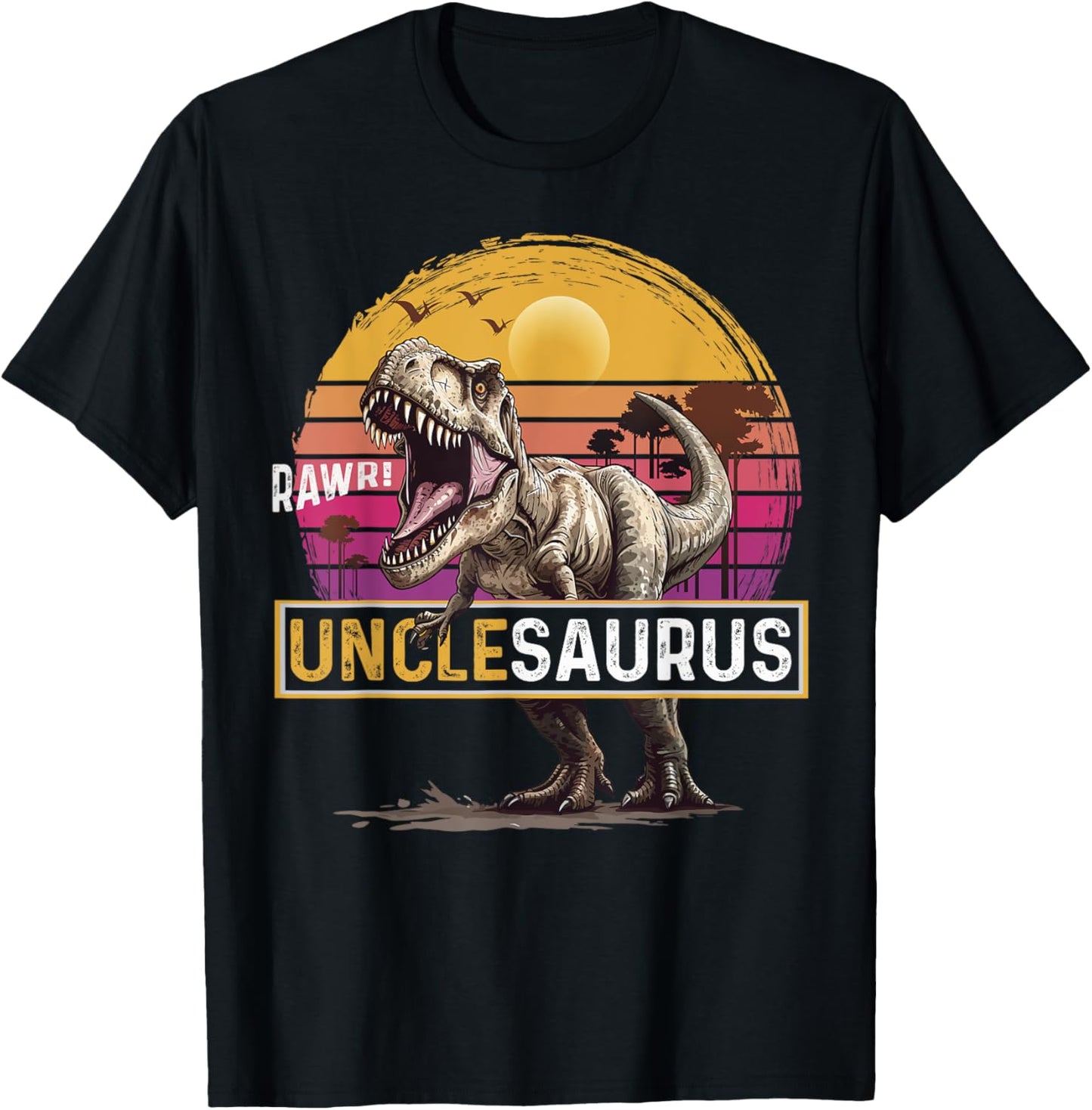 Unclesaurus T Rex Dinosaur Uncle Saurus Family Matching T-Shirt - T-Shirt | Black